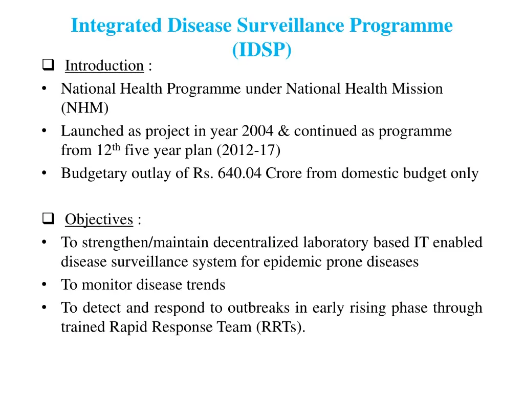 integrated disease surveillance programme idsp 1