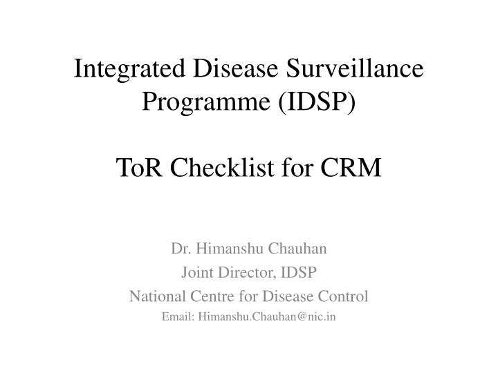 integrated disease surveillance programme idsp