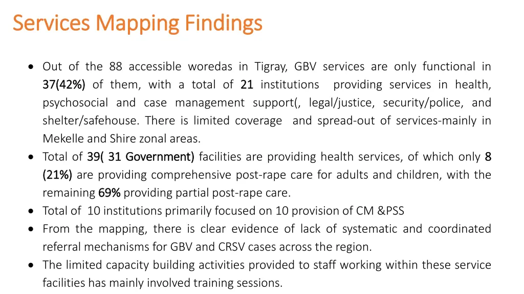 services mapping findings services mapping