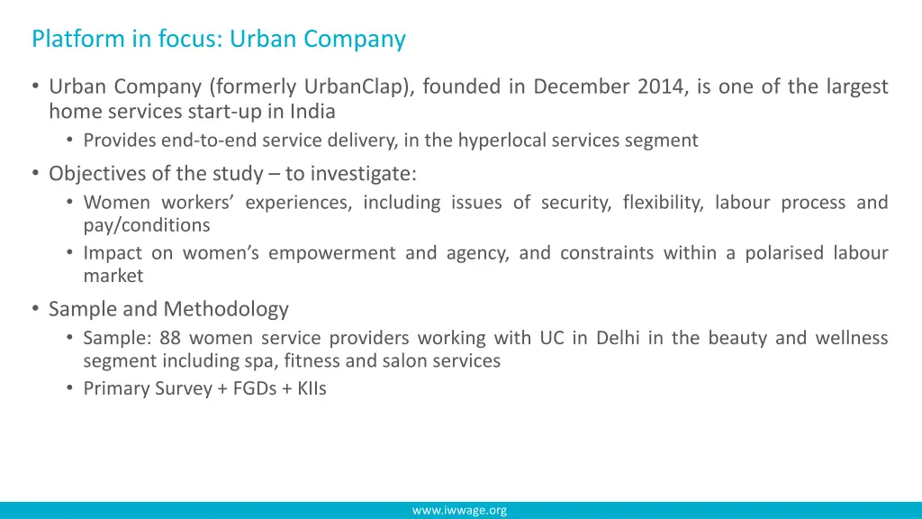 platform in focus urban company