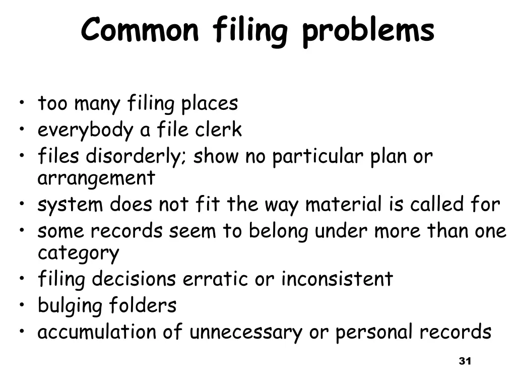 common filing problems