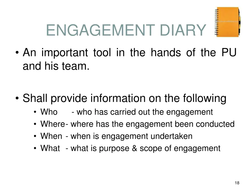 engagement diary