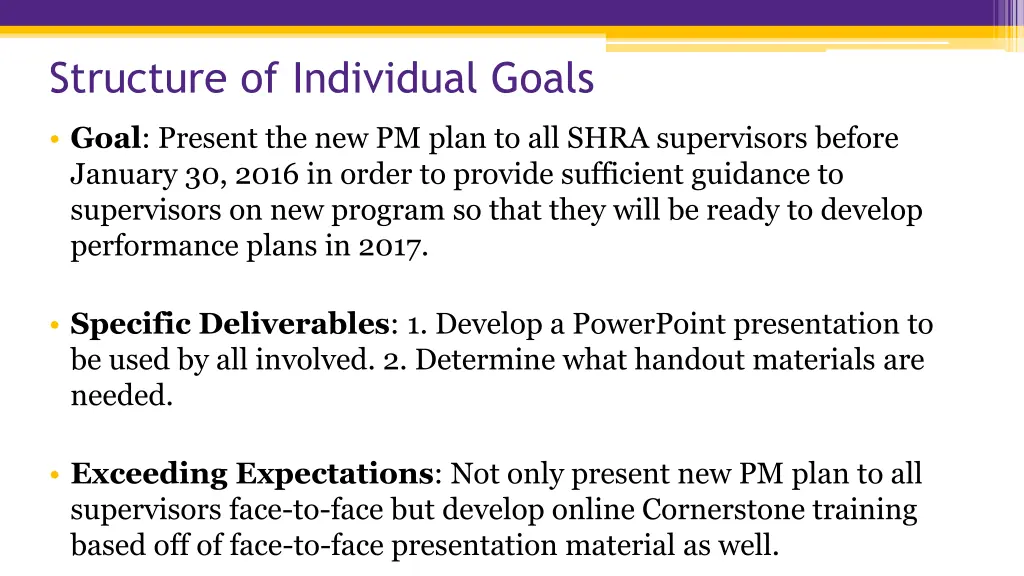 structure of individual goals