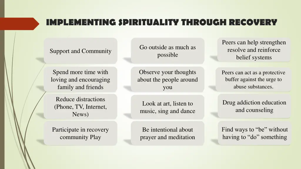 implementing spirituality through recovery