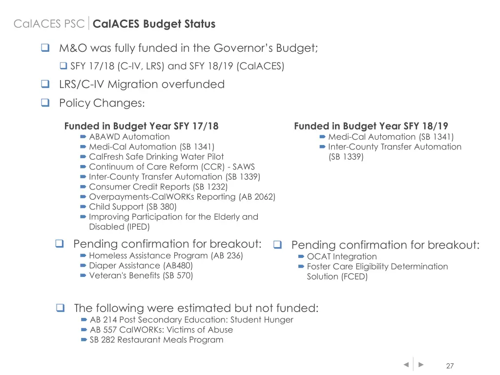 calaces psc calaces budget status