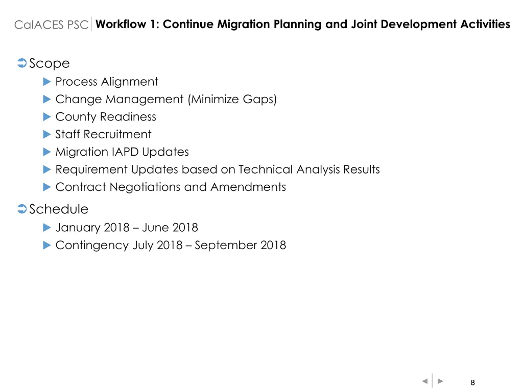 workflow 1 continue migration planning and joint