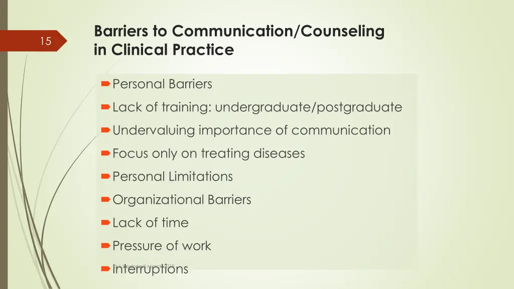 barriers to communication counseling in clinical