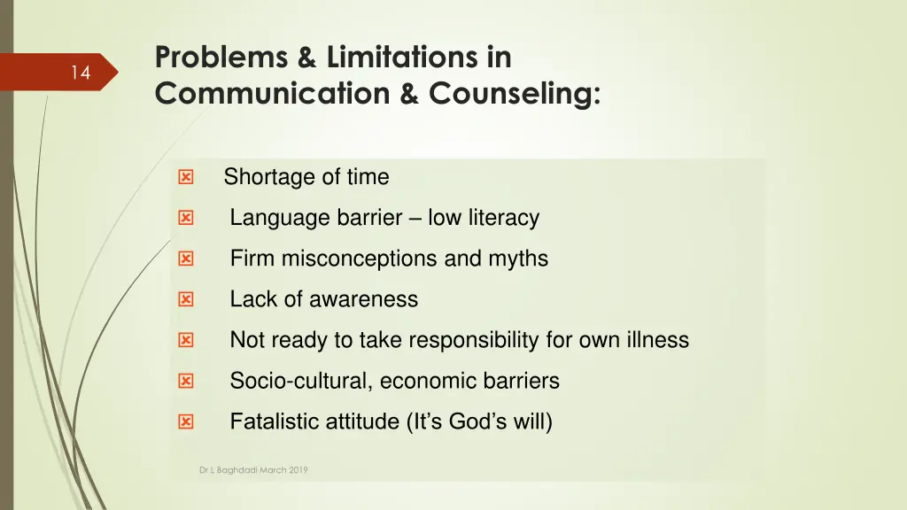 problems limitations in communication counseling