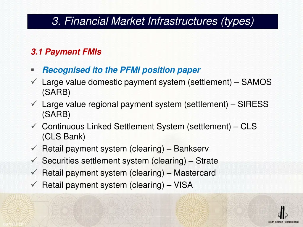 3 financial market infrastructures types