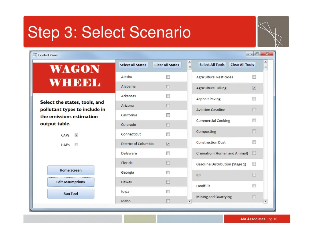 step 3 select scenario