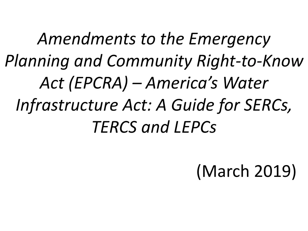 amendments to the emergency planning