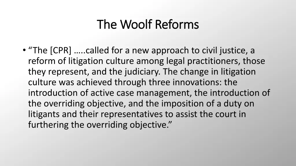 the woolf reforms the woolf reforms