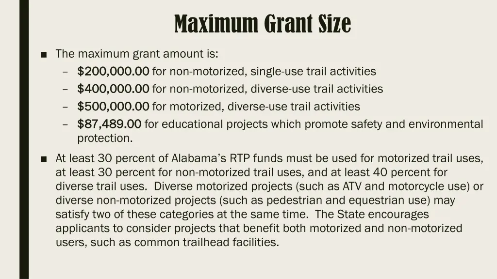 maximum grant size