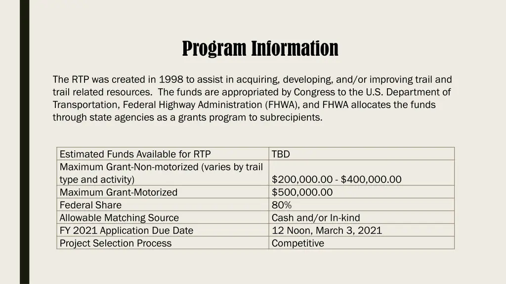 program information