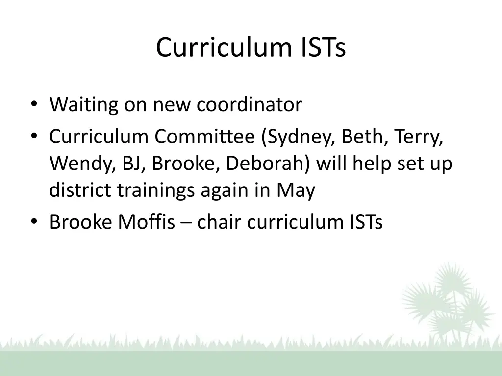 curriculum ists