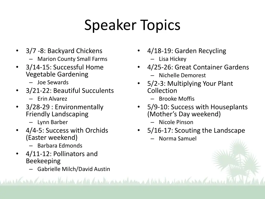 speaker topics