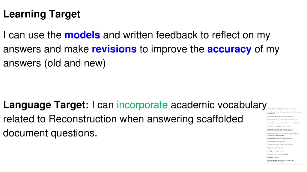 learning target