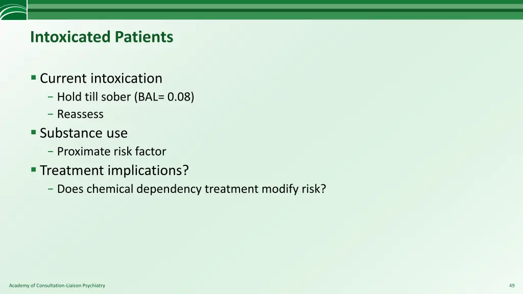 intoxicated patients