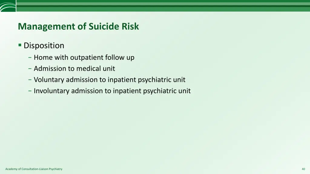 management of suicide risk 1