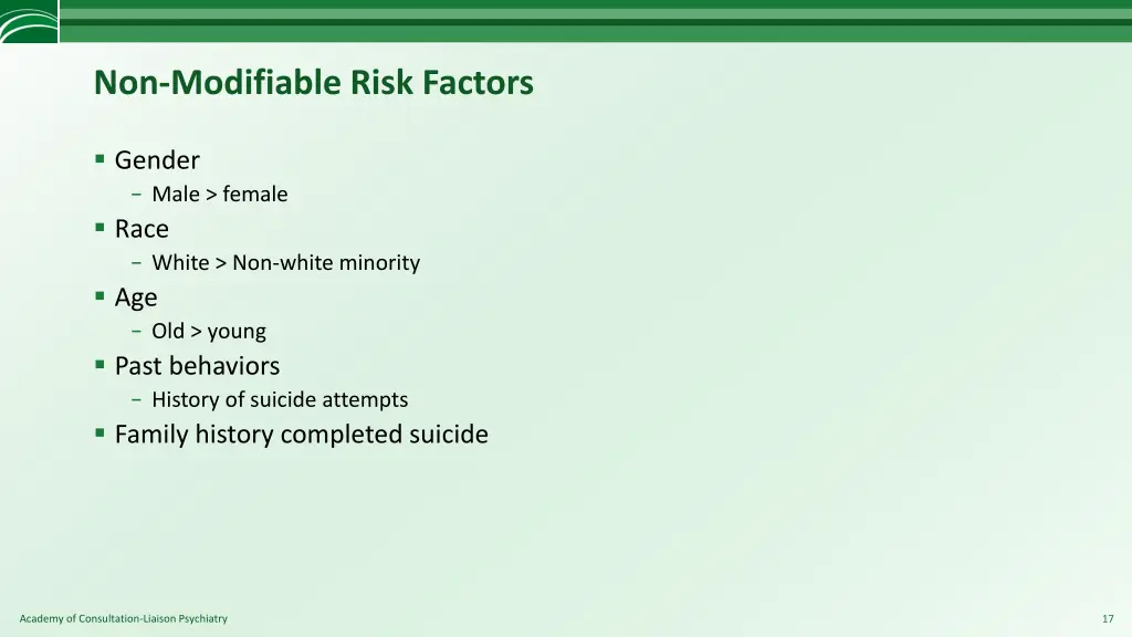 non modifiable risk factors