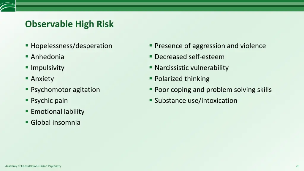 observable high risk