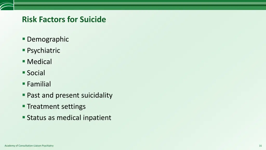 risk factors for suicide