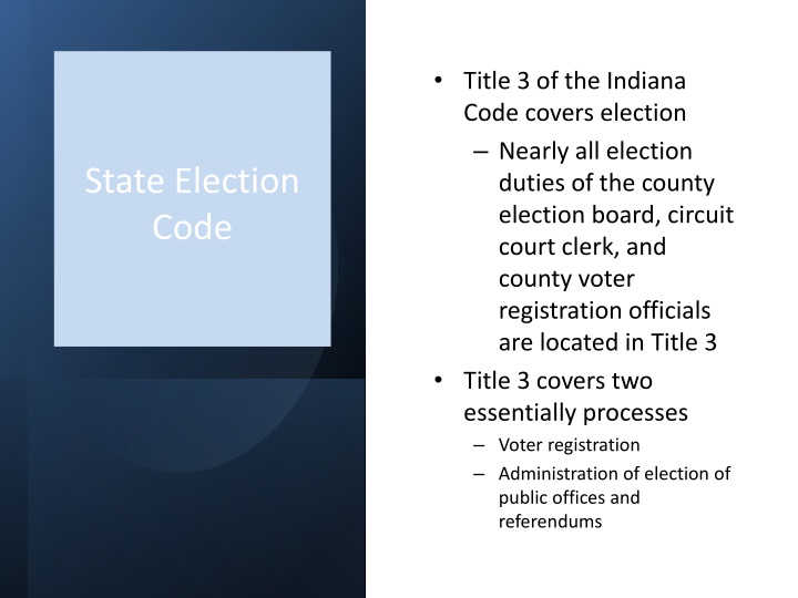 title 3 of the indiana code covers election