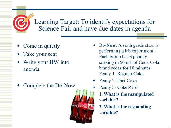 learning target to identify expectations