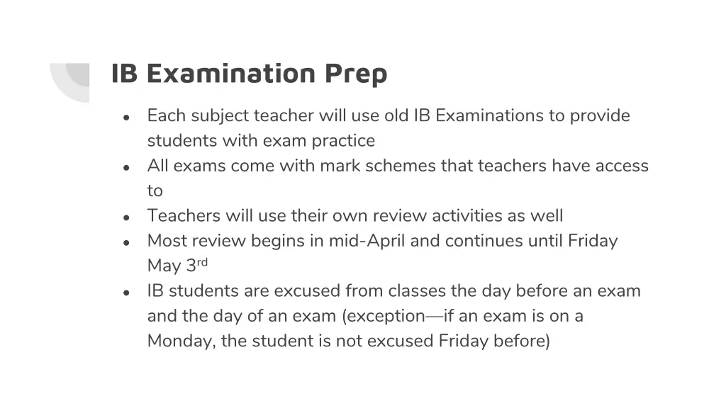 ib examination prep