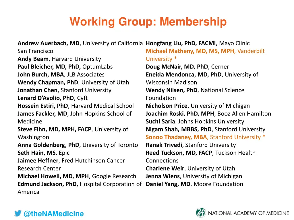 working group membership