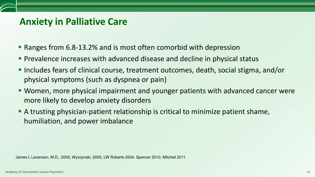 anxiety in palliative care