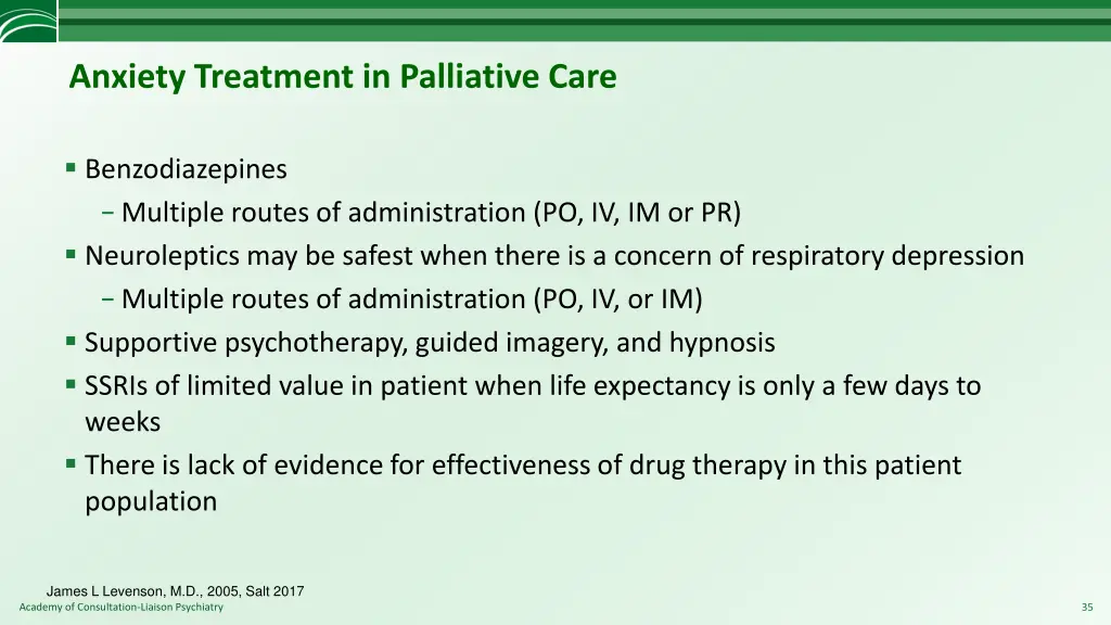 anxiety treatment in palliative care