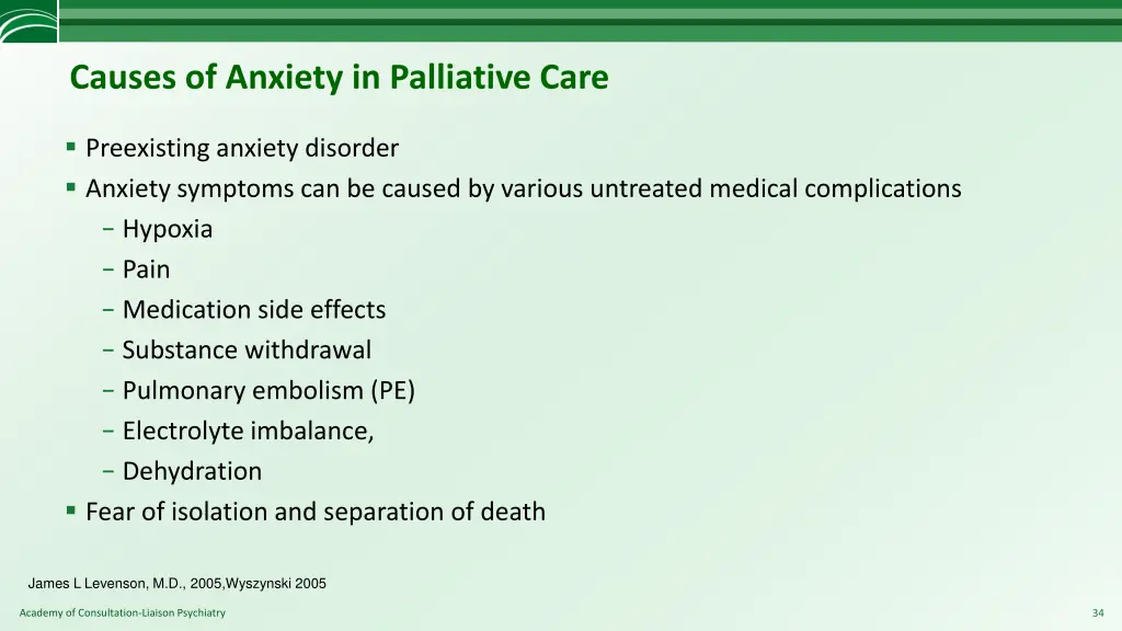 causes of anxiety in palliative care