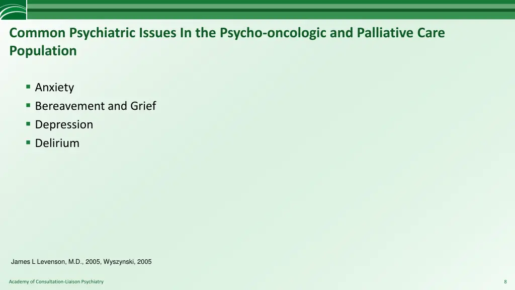 common psychiatric issues in the psycho oncologic