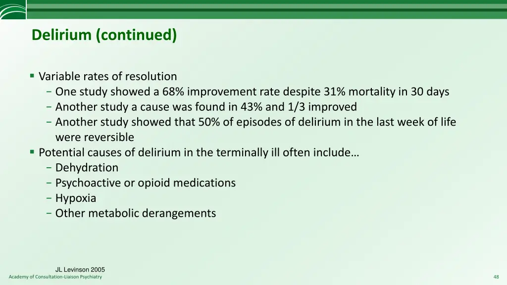 delirium continued