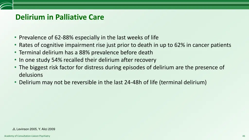 delirium in palliative care