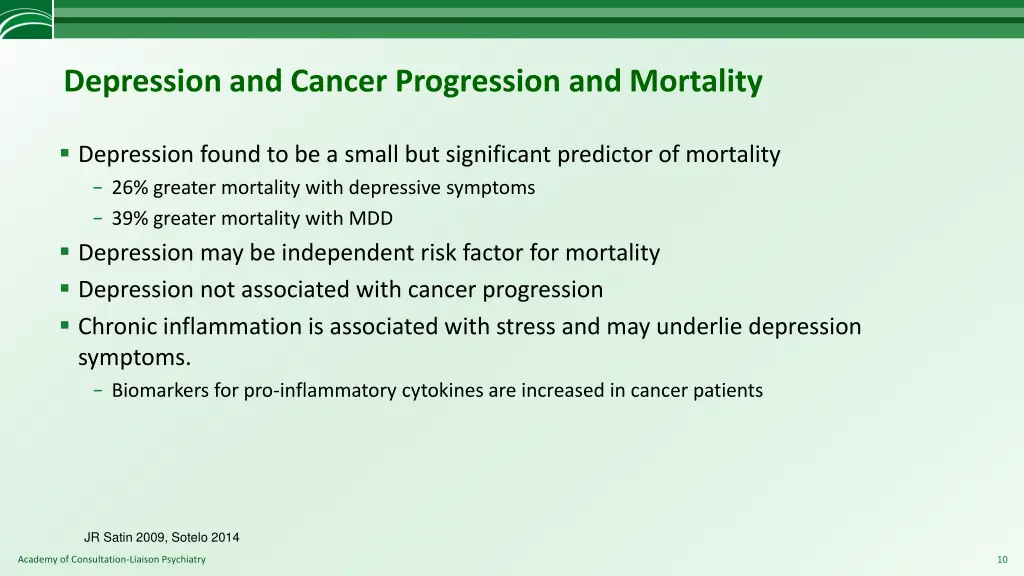 depression and cancer progression and mortality