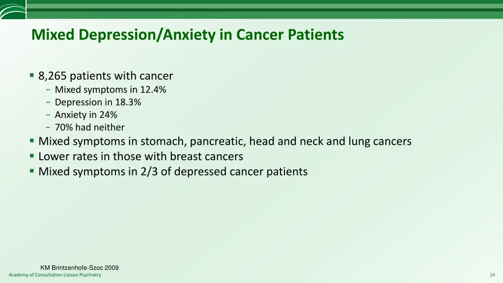 mixed depression anxiety in cancer patients