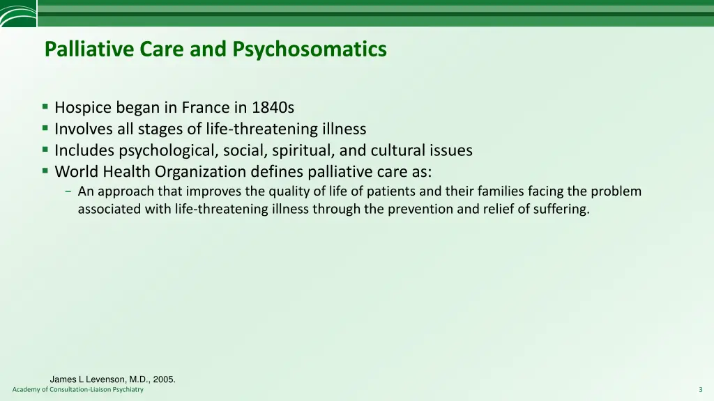 palliative care and psychosomatics