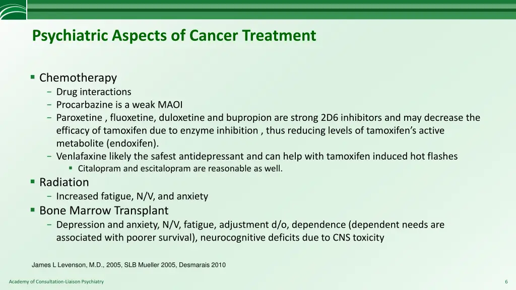 psychiatric aspects of cancer treatment