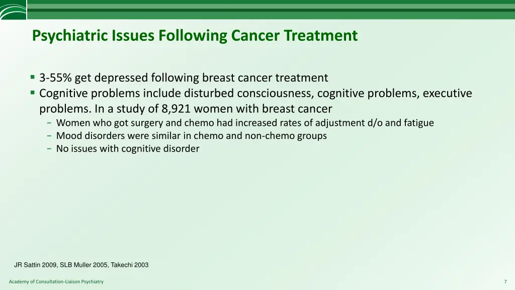 psychiatric issues following cancer treatment