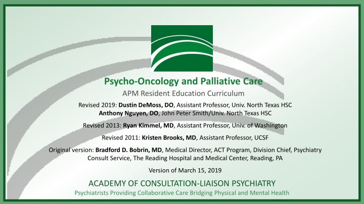 psycho oncology and palliative care apm resident