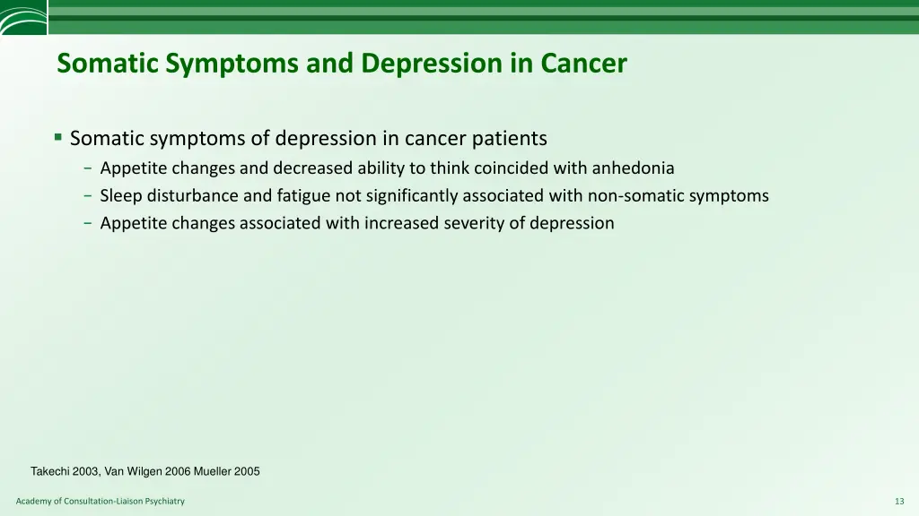 somatic symptoms and depression in cancer