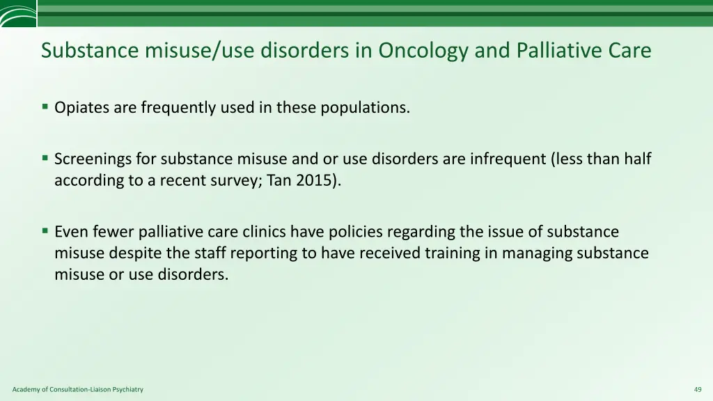 substance misuse use disorders in oncology