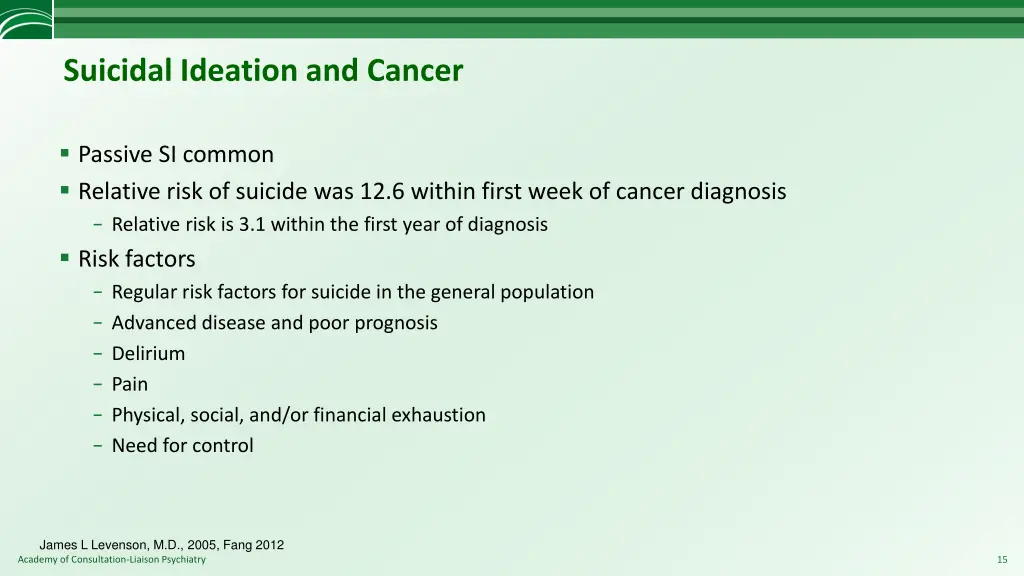 suicidal ideation and cancer