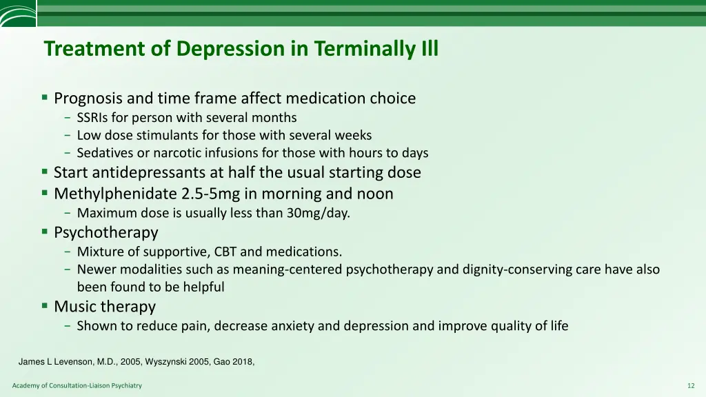 treatment of depression in terminally ill