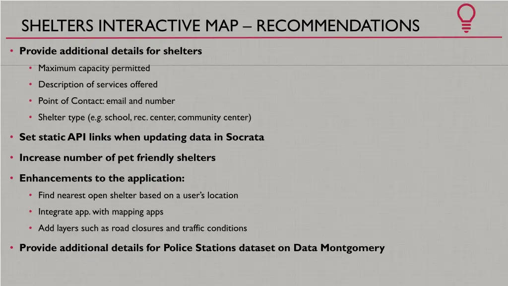 shelters interactive map recommendations