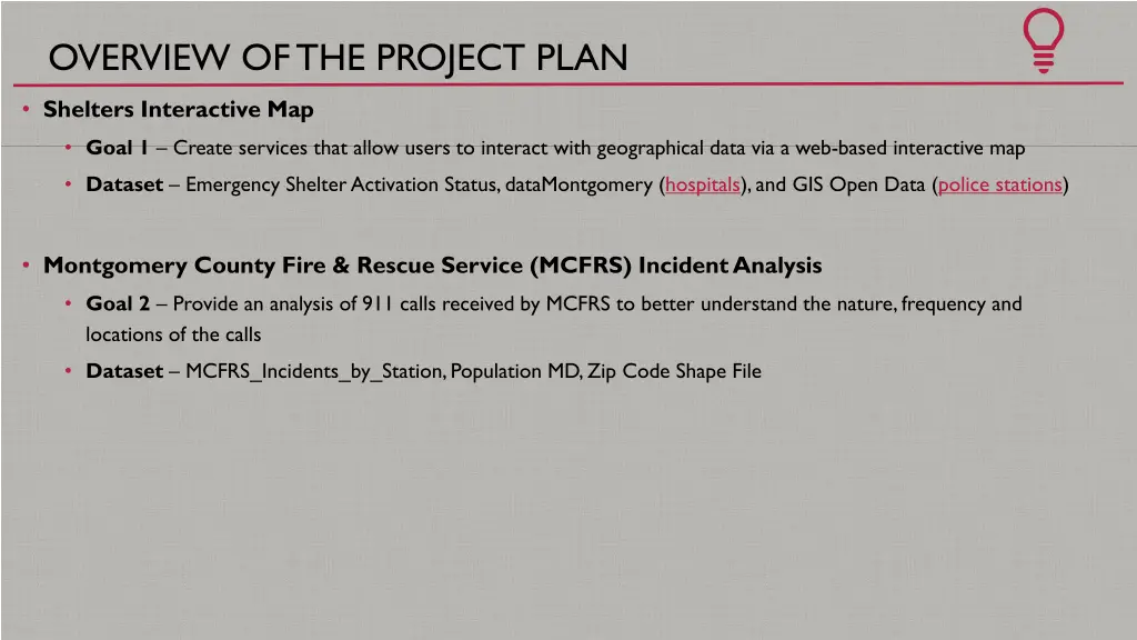 overview of the project plan