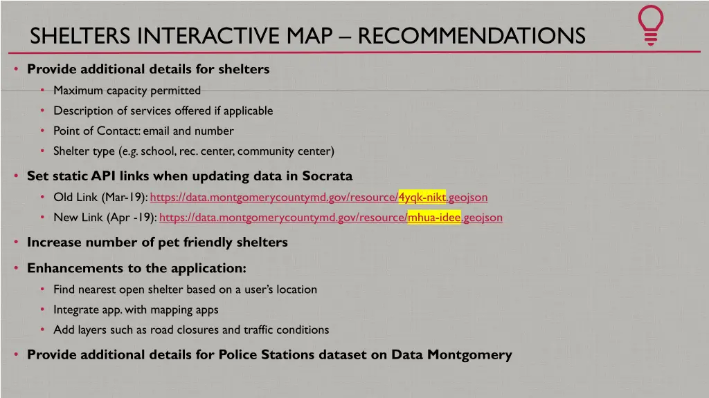 shelters interactive map recommendations