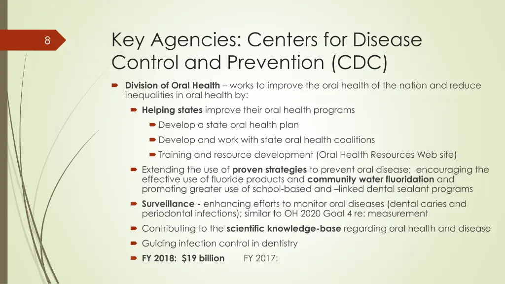 key agencies centers for disease control